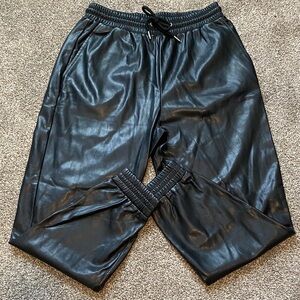 Faux leather joggers